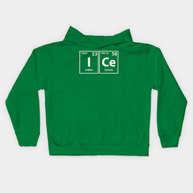 Ice (I-Ce) Periodic Elements Spelling Kids Hoodie by cerebrands